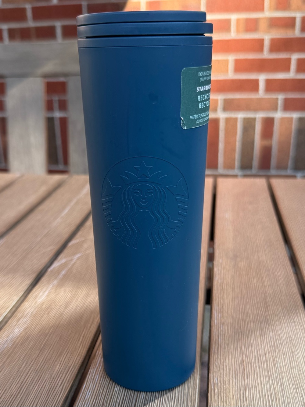 Starbucks 16 oz Matte Navy Blue Recycled Plastic Travel Tumbler With Lid New